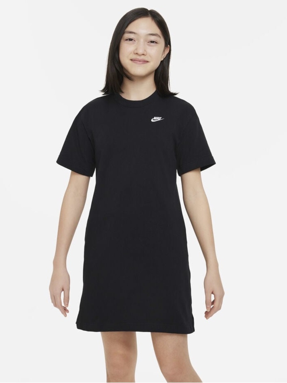 Nike Black Mini T-Shirt Dress with White Swoosh